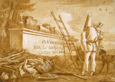 Página de título de la serie Punchinello de Domenico Tiepolo